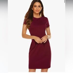 Bodycon Pencil Dress Wine Red XL